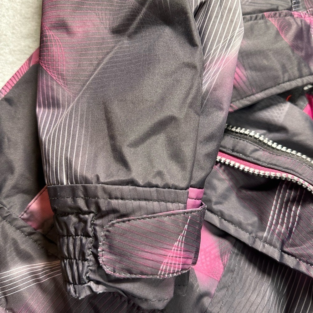 Hawke & Co Women's Medium Sport Outerwear Black Pink Geometric Print Hooded Coat - Picture 15 of 15